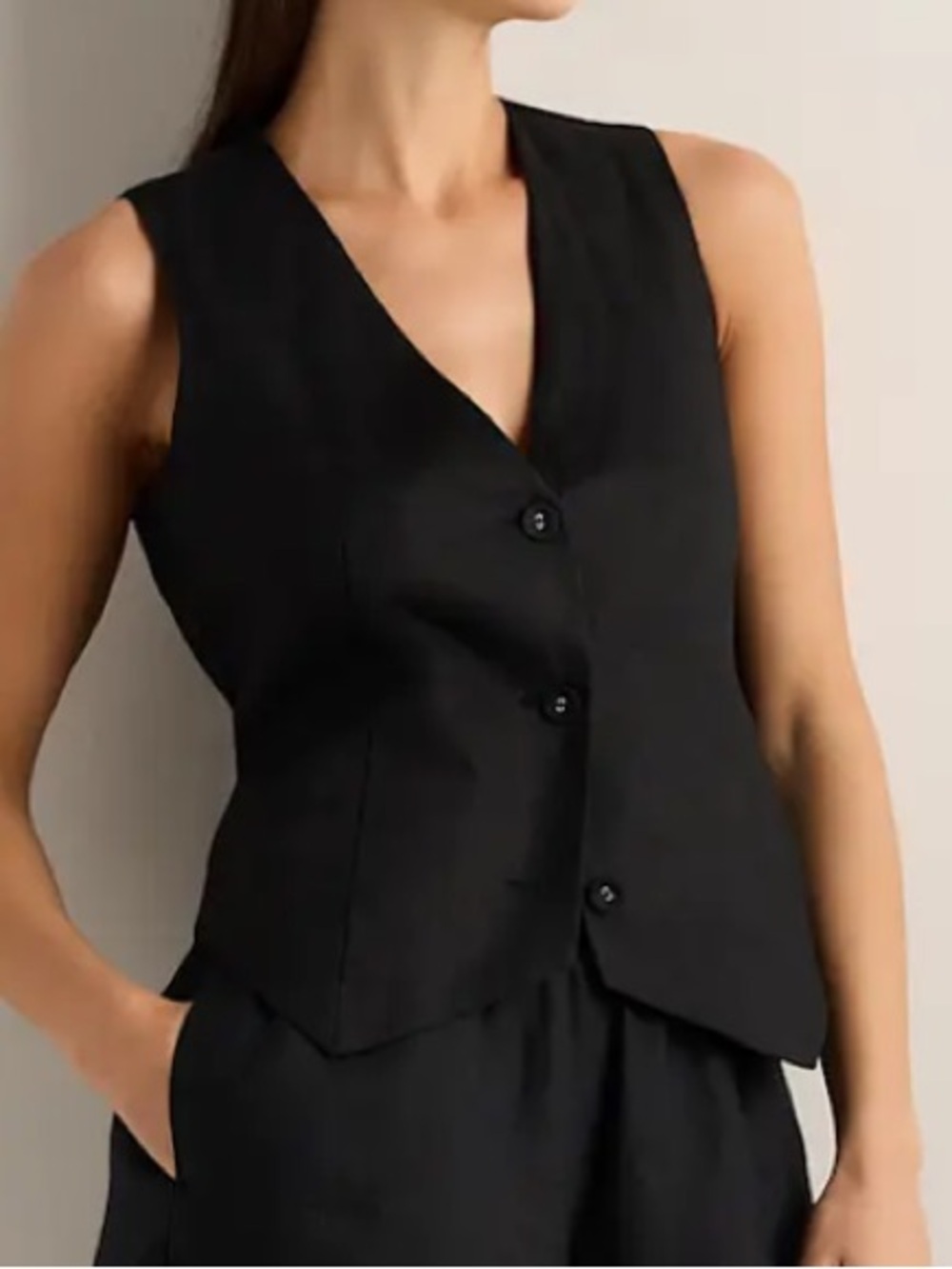Quince European linen vest in black size small